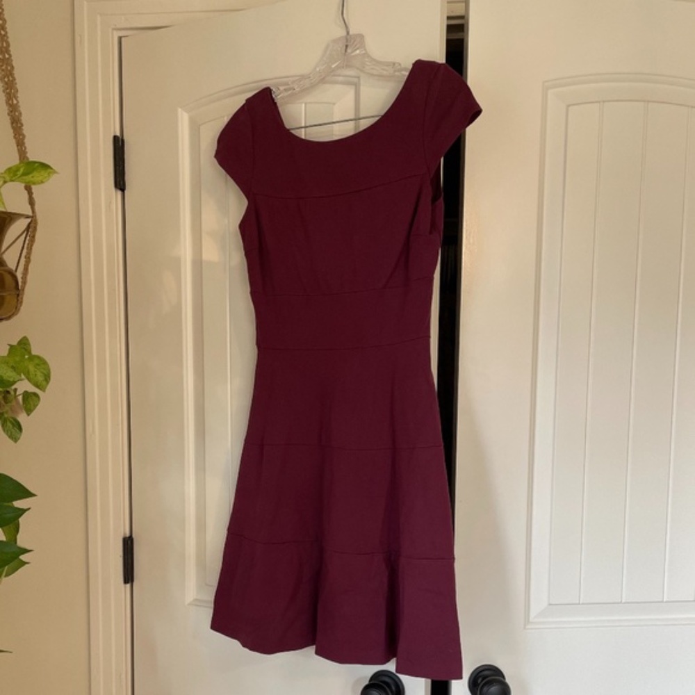Banana Republic Boat Neck Cap Sleeve Wine Dress